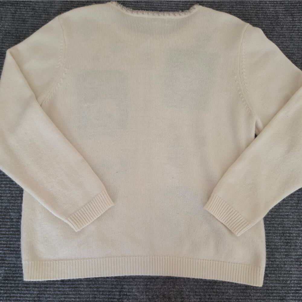 Alfred Dunner Vintage Large Winter Snowman Christmas Cream Cardigan Sweater - Picture 3 of 8